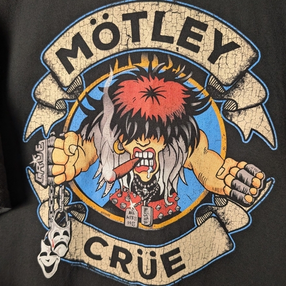 Mötley Crüe Graphic Black T-Shirt Men's XXL Retro 80s Rock N Roll Goth Band Tee - Picture 2 of 6